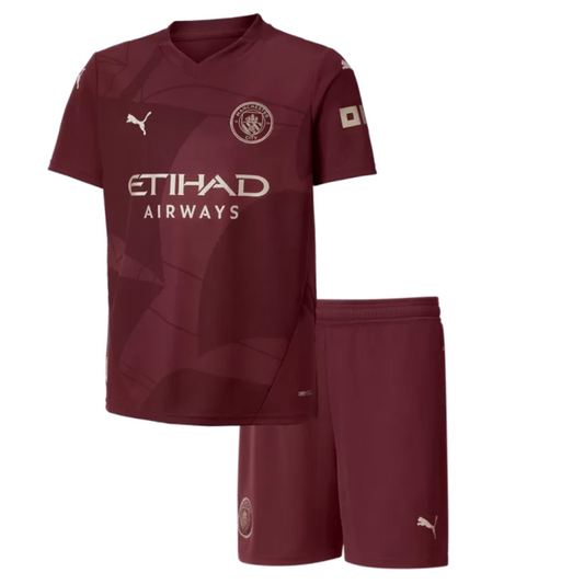 Kids Manchester City Third Away Soccer Jersey Kit 2024/25