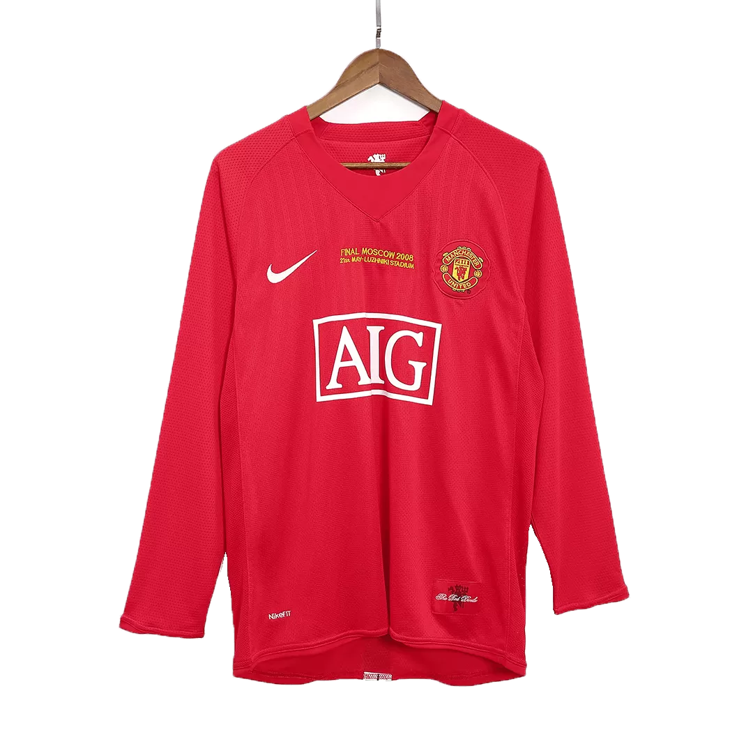 Retro 2007/08 Manchester United Champion League Home Long Sleeve Soccer Jersey
