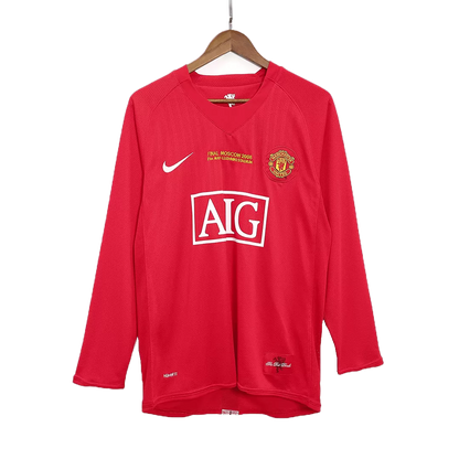 Retro 2007/08 Manchester United Champion League Home Long Sleeve Soccer Jersey