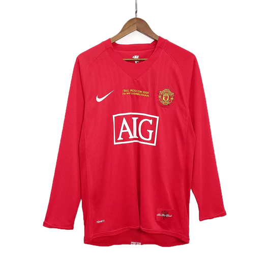 Retro 2007/08 Manchester United Champion League Home Long Sleeve Soccer Jersey