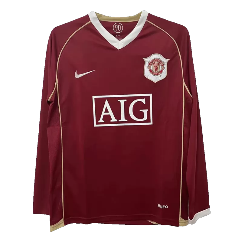 Retro 2006/07 Manchester United Home Long Sleeve Soccer Jersey