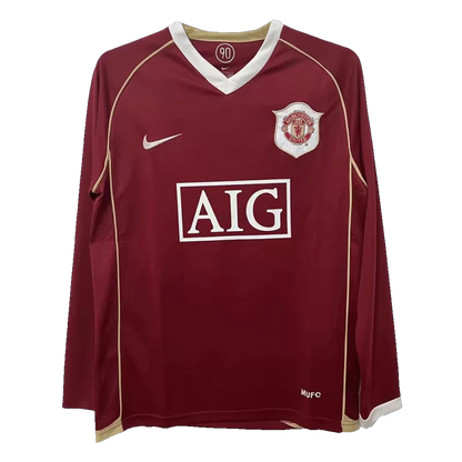 Retro 2006/07 Manchester United Home Long Sleeve Soccer Jersey
