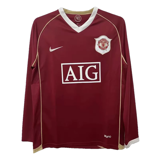 Retro 2006/07 Manchester United Home Long Sleeve Soccer Jersey