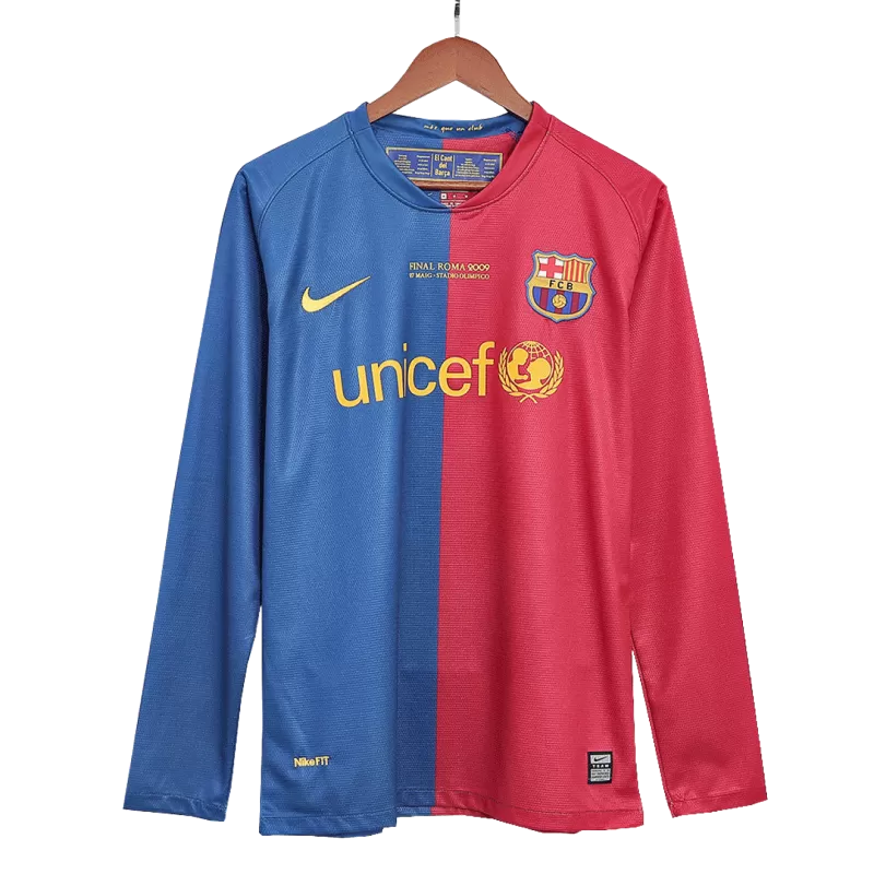 Retro 2008/09 Barcelona Home Long Sleeve Soccer Jersey - UCL Final