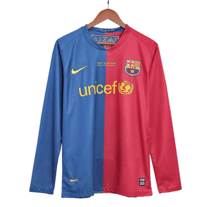 Retro 2008/09 Barcelona Home Long Sleeve Soccer Jersey - UCL Final