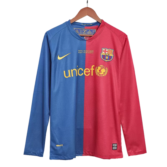 Retro 2008/09 Barcelona Home Long Sleeve Soccer Jersey - UCL Final