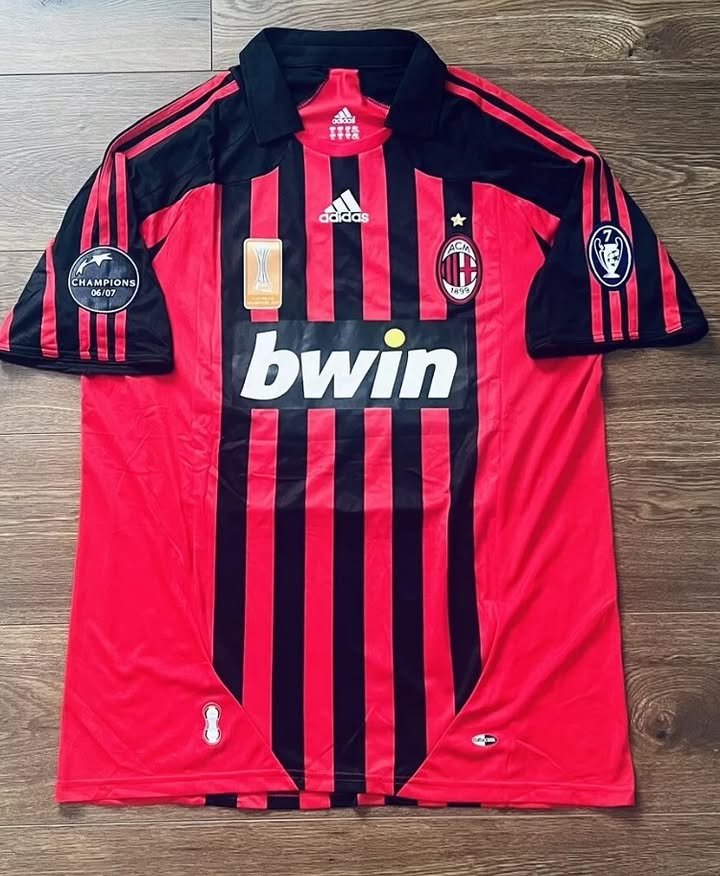 AC Milan 06/07 Champions Jersey with Full Patches (PIRLO 21 Printing)
