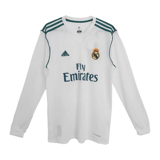 Retro 2017/18 Real Madrid Home Long Sleeve Soccer Jersey (NO NAME AND NUMBER)