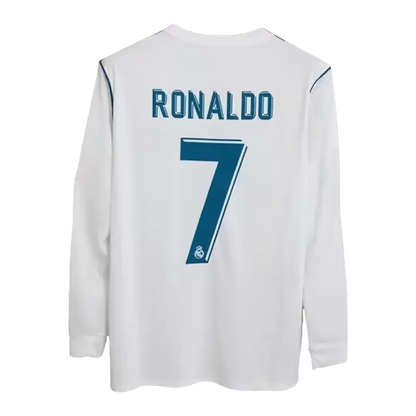 Retro RONALDO #7 2017/18 Real Madrid Home Long Sleeve Soccer Jersey