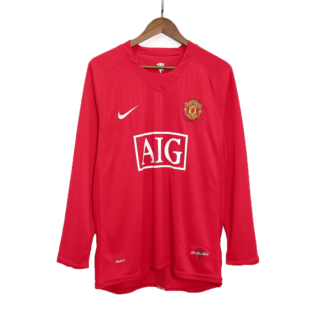 Retro RONALDO #7 2007/08 Manchester United Home Long Sleeve Soccer Jersey
