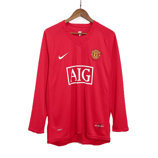 Retro RONALDO #7 2007/08 Manchester United Home Long Sleeve Soccer Jersey