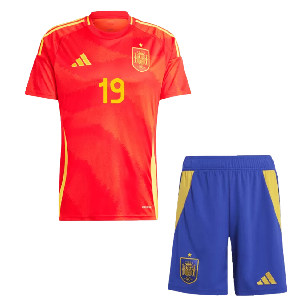 Kids LAMINE YAMAL #19 Spain Home Soccer Jersey Kit 2024