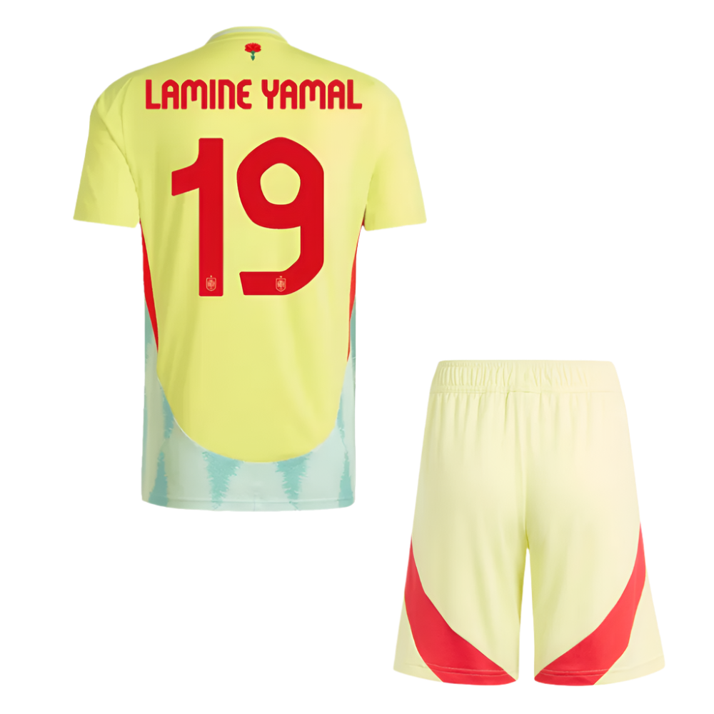Kids LAMINE YAMAL #19 Spain Away Soccer Jersey Kit 2024