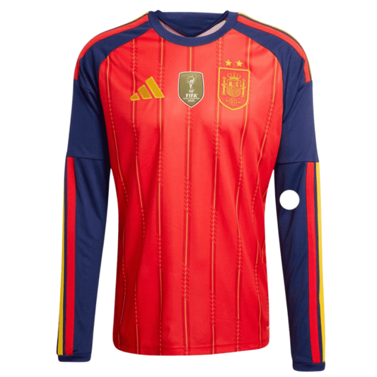 Spain Home Long Sleeve Soccer Jersey 2026 – Two-Star Design